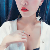 White Long Flower Hook On Earrings For Women Jewelry