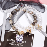 Agate Bracelet Simple Cute Kitten Crystal Bracelet Set For Men