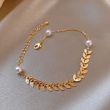 2021 Fashion Pearl Leaf Bracelet Women