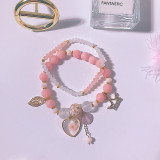 Pink Sweet Ocean Braided Bracelets With Gemstones For Vacation