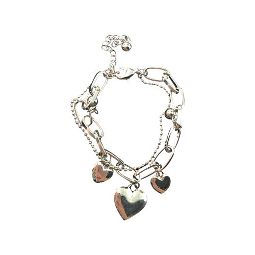 Retro Fashion Cool Wind Love Double Layer Chain Heart Bracelet