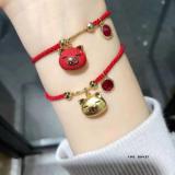 Pig Year Lucky Small Gold Pig Transfer Red Rope Adjustable Bracelet Women