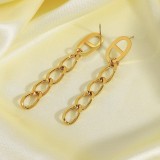 Popular 14K Gold Plated Stainless Steel Cuban Chain Pendant Earrings Earrings Oval Chain Earrings