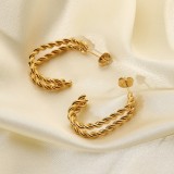 Fancy Double C Twist Statement Earrings Croissants C Circle Dangle Stud 18K Gold Stainless Steel Hoop Earrings For Women Jewelry