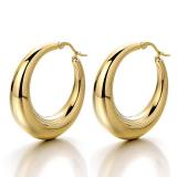 316L Titanium Steel Hollow Crescent Smooth Earrings Real 18K Gold Plated Stainless Steel Hoop Earrings