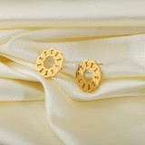 Unique Flat Link Chain Circle Stud Earrings 18K Gold Ip Plating Stainless Steel Round O Shape Earrings For Women