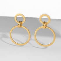 Custom Gold Color Chunky Statement Earrings For Women Gold Plated Stainless Steel Double Circle Pendant Earring