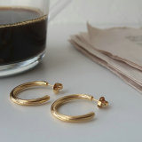 Custom Gold Plated Stainless C Shape Stud Earrings Statement C Shape Twist Hoop Earrings Women