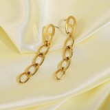 Popular 14K Gold Plated Stainless Steel Cuban Chain Pendant Earrings Earrings Oval Chain Earrings