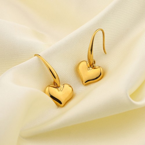 2021 Cute Korean Smooth Heart Earrings Gold Plated Stainless Steel Earring Hooks Jewelry For Women Girls