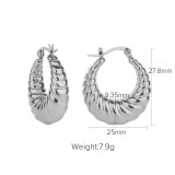 Titanium Steel Croissant Hoop Earrings Stylish Steel Color Stainless Steel Bold Chunky Earrings