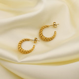 Ins Chic Croissant Earrings 18K Gold Plated Stainless Steel Hoop Earrings For Women