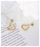 Ins New Trendy 18K Gold Plated Stainless Steel Irregular Jewelry Geometric Bead Heart Earrings For Women