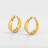 Custom Trendy 40Mm Smooth Curved Dangle Earrings Elegant 18K Gold Plated Stainless Steel Chunky Hoop Earrings