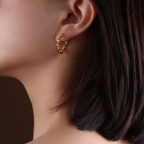 New Trendy 30Mm Gold Plated Stainless Steel Jewerly Twist Hoop Earrings For Women