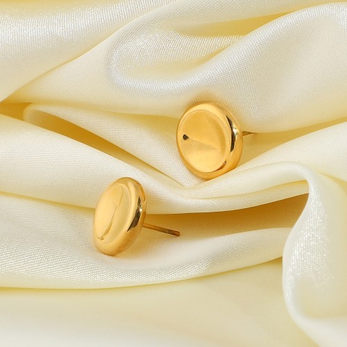 Minimalist Smooth Gold Round Stud Earrings Daily Jewerly For Women Girls Gold Plating Stainless Steel Stud Earring