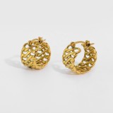 2021 Trendy Chic Double Layer Twist Earrings Stylish 18K Gold Plated Stainless Steel Hoop Earrings