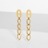 Popular 14K Gold Plated Stainless Steel Cuban Chain Pendant Earrings Earrings Oval Chain Earrings