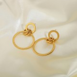 Custom Gold Color Chunky Statement Earrings For Women Gold Plated Stainless Steel Double Circle Pendant Earring