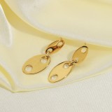 Unique Smooth 14K Gold Plated Stainless Steel Coffee Bead Earrings Pendant Pig Nose Buckle Earrings