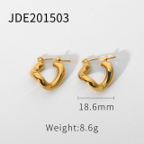 Ins 18K Gold Plated Stainless Steel Earrings Jewelry Chic Irregular Geometric Oval Hoop Earrings For Young Lady