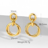 New Small Big Round Hoop Earrings For Women Double 18K Gold Plated Stainless Steel Circle Dangle Earring