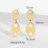 Unique Smooth 14K Gold Plated Stainless Steel Coffee Bead Earrings Pendant Pig Nose Buckle Earrings