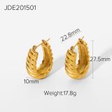 Stylish C Shape Croissant Earrings 18K Gold Plated Stainless Steel Twist Croissant Hoop Earring Women Jewelry