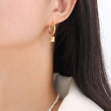 New Trendy Retro 18K Gold Plated Stainless Steel Jewelry Speail Lock Hoop Earrings For Women