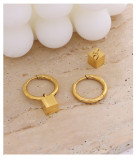 New Trendy Retro 18K Gold Plated Stainless Steel Jewelry Speail Lock Hoop Earrings For Women