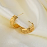 20Mm Three Ply Tire Cc Earrings Hoops Trend Daily Jewerly Gifts 18K Gold Plated Stainless Steel Earrings