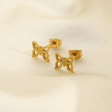 14K Gold Plated Stainless Steel Set Delicate Stainless Steel Jewelry Wholesale Butterfly Stud Earrings