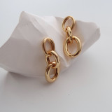 Custom Gold Plated Stainless Link Chain Earrings Statement Circle Link Chain Hoop Earrings Women