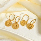 Circle Hoop Trendy Earring Jewelry 18K Gold Plated Stainless Steel Love Cupid Angel Pendant Earrings