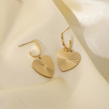 Fashion 14K Gold Plated Stainless Steel Diffuse Sunlight Drop Earrings Heart Love Lock Chain Earrings