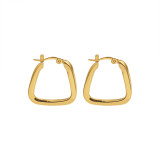 Simple Stainless Steel  Earrings Jewelry 18K Gold Chunky Irregular Geometric Square Hoop Earrings