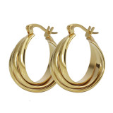 Custom Titanium Steel Classic Three-Ring Earring 18K Gold Plated Stainless Steel Hoop Earrings