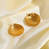 Minimalist Button Shape Stud Earrings Fashion Jewelry For Women Gold Plating Geometric Stainless Steel Round Stud Earring