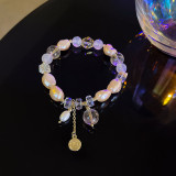 Copper Plated Gold Super Shiny Crystal Bracelet For Women Ins Trendy Korean Style New Pearl Grace Personal Influencer Same Bracelet