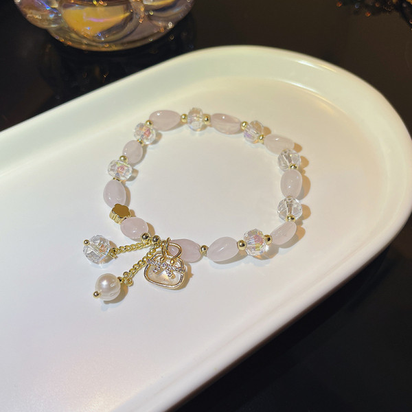 2021 New Ins Trendy Crystal Pearl Ethereal Design Bracelet Female Stylish Bag Pendant Bracelet