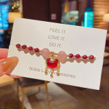 Korean Style Natural Garnet Bracelet Women's Pearl Personal Influencer Ins Fashion Longevity Lock Bracelet Girlfriend Gifts