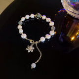 2021Super Shiny Crystal Bracelet Female Ins Trendy Geometric Design Sense Baroque Pearl Bracelet Collection