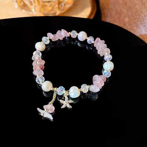 Korean Dongdaemun New Copper Gold-Plated Starfish Micro Inlaid Pearls Bracelet Female Ins Trendy Geometric Temperament Bracelet