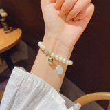 Korean Style Super Fairy Natural Pearl Bracelet Internet Celebrity Ins Trendy Chalcedony Pendant Retro Refined Grace Crystal Bracelet Hand Jewelry