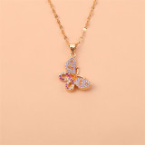 New Fashion Color Zircon Butterfly Series Pendant Necklace