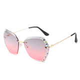 2022 New Trend Frameless Diamond Inlaid Polygon Gradient Sunglasses