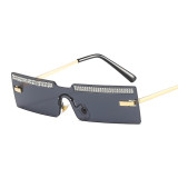 Personalized Hip Hop Frameless Square One-Piece Diamond Sunglasses