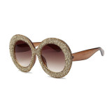 Handmade Women's Round Rhinestone Sunglasses