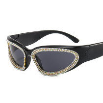 Sports Style Punk Ladies Diamond Sunglasses