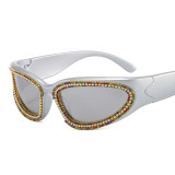 Sports Style Punk Ladies Diamond Sunglasses